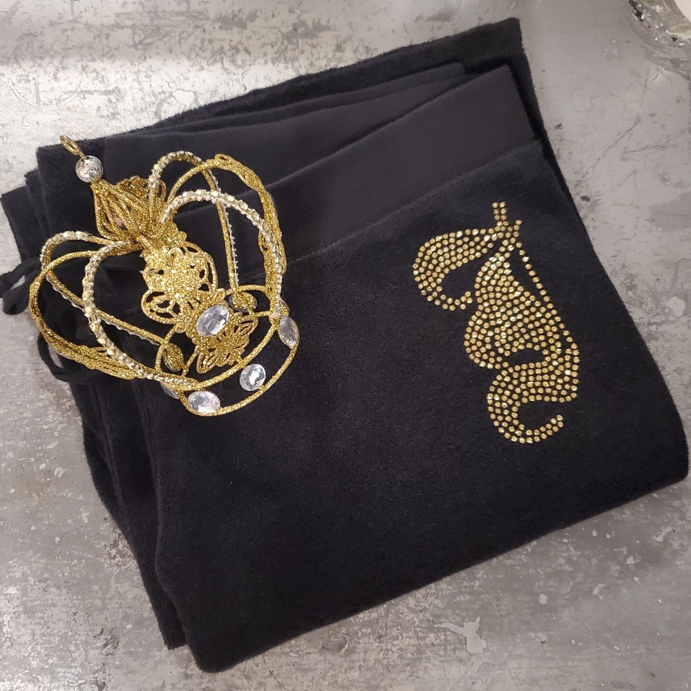 ***SOLD***Juicy Couture Black Terry Cloth Track Pants (M)!*Vintage*